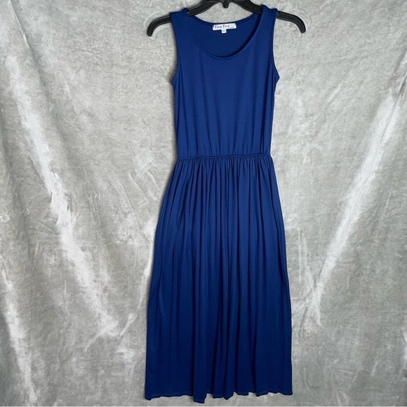 Velvet Torch Blue Sleeveless Scoop Neck A-Line Midi Elastic Waist Dress Size XS - Picture 1 of 7